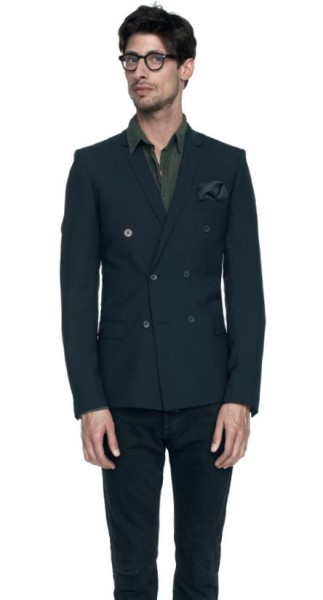 Veste croisée et chemise militaire verte collection homme Sandro mode automne hiver 2010 2011