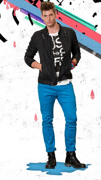 Blouson noir et pantalon bleu serré Diesel homme collection Automne Hiver 2010