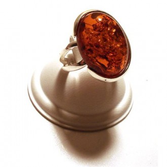 Bague Natalex ovale en argent et ambre