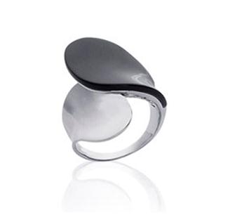 Bague argent massif et céramique noire