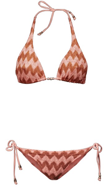 Bikini triangle à noeuds H&M avec des rayures brisées roses collection 2011 été