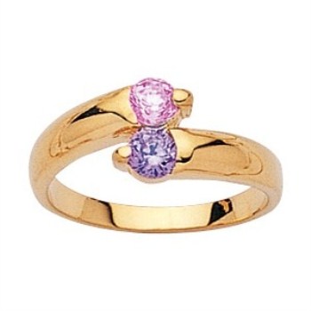Bague en plaqué or jaune modèle « Toi et Moi »