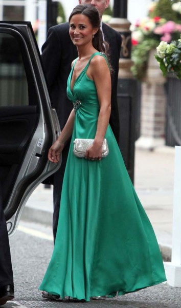 Pippa Middleton en robe de soirée verte