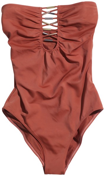 H&M maillot de bain bandeau une pièce orangé à perles collection 2011 été