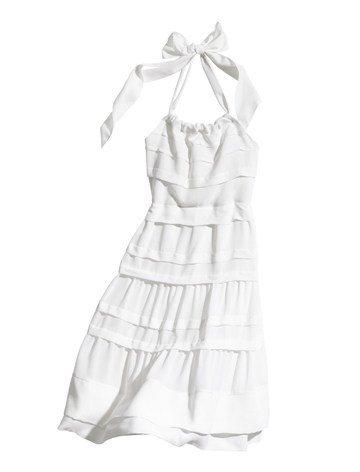 Robe blanche à col collier noué en polyester recycle Conscious Collection H&M Femmes Printemps-Eté 2011