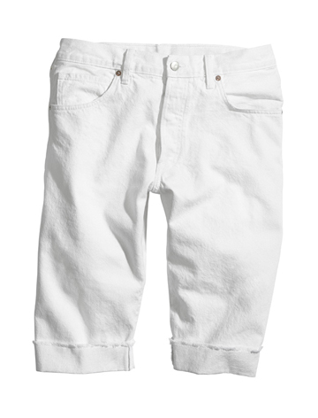 Short blanc en jean coton biologique H&M 2011 Printemps-Eté Conscious Collection Homme