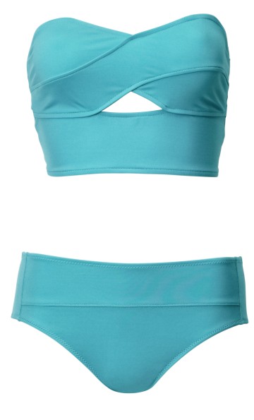 Maillot de bain bandeau turquoise rétro taille haute H&M femme été 2011