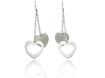 Boucles d'oreilles Histoire d'Or argent duo de coeur Collection Automne hiver 2011/2012