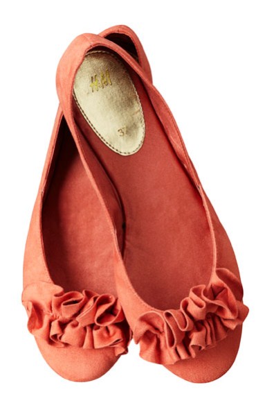 Ballerines été 2011 orange corail et fronces devant H&M femme