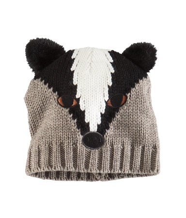 Bonnet maille tête animale brodée H&m Tendance hiver 2011/2012