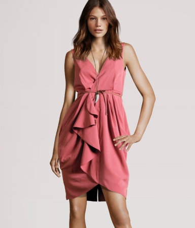 Robe cache-cœur chic rose drapée H&M Tendance Automne hiver 2011/2012 