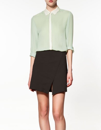 Une chemise studio vert d'eau Zara : tendance printemps-été 2012