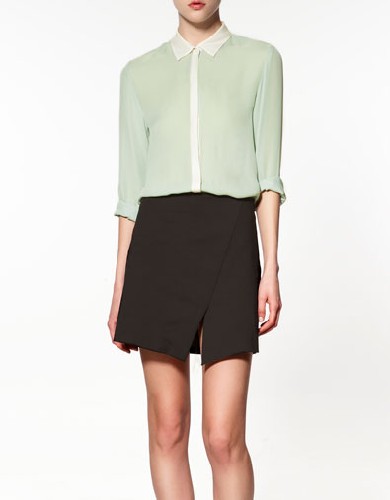 Une chemise studio vert d’eau Zara : tendance printemps-été 2012