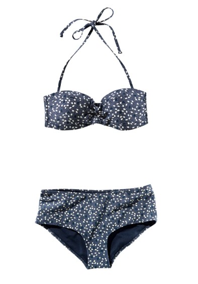 Bikini bandeau push up bleu foncé H&M collection WaterAid 2011 imprimé fleur