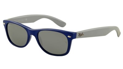 Lunettes de soleil monture bleue foncée et grise verres gris Ray Ban Wayfarer New