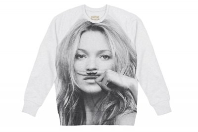 Kate Moss, à nouveau avec la moustache pour Eleven Paris