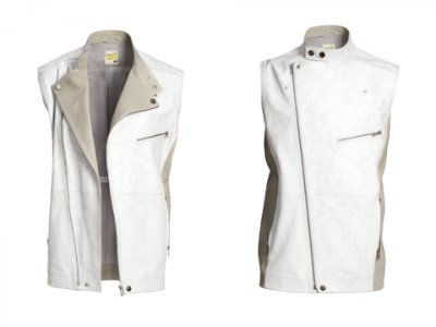Veste sans manches en cuir deux tons collection femme homme printemps-été H&M 2011 Fashion against AIDS