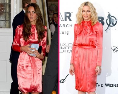 Kate Middleton portant la même robe Stella McCartney rose en soie que Madonna lors de l'anniversaire du prince Philip