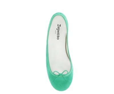 Les ballerines BB vert amazone de Repetto