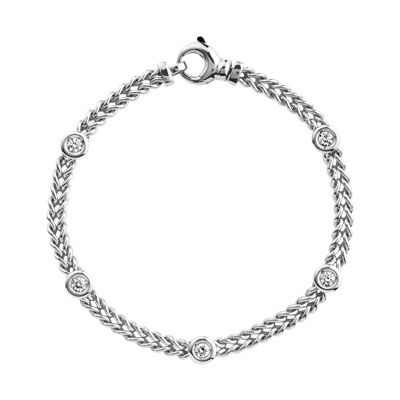 Bracelet en mailles tressées or blanc serti de diamants Maty Collection Automne hiver 2011/2012