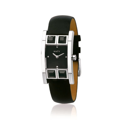Montre bracelet cuir noir Maty Collection hiver 2011/2012