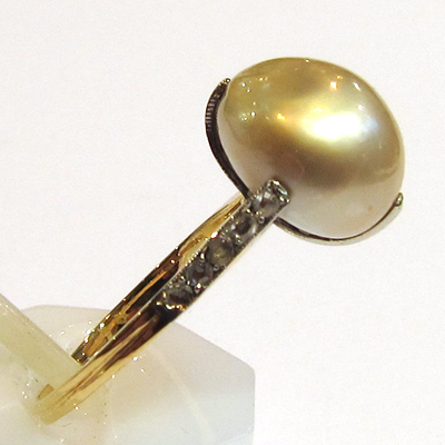 Bague ancienne perle diamants chez bijoux-anciens-paris.com