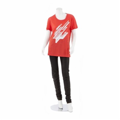 Tee-shirt rouge imprimé graphique Balenciaga hiver 2014-15