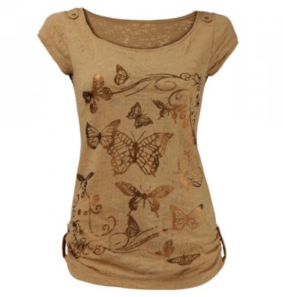 Tee shirt Grain De Malice imprimé papillons or collection été 2011 femme