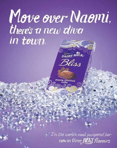 Publicité pour le chocolat Cadbury : Naomi Campbell choquée