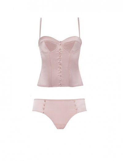 Bustier et culotte Cherry Blossom Girl pour Etam en satin rose romantique collection été 2011