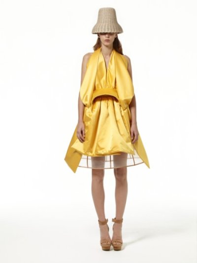 Robe jaune en satin PAULE KA été 2010