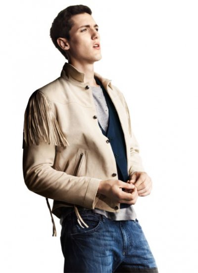 Veste à franges beige H&M homme été 2010