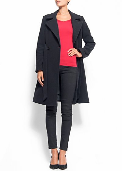 Manteau oversize noir fermeture à un bouton Mango Tendance hiver 2011/2012