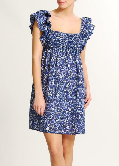 Robe à bretelles bleu à motif Liberty