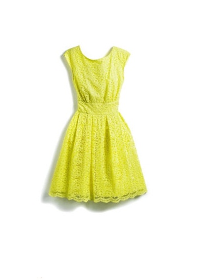 Collection capsule Kookaï Films été 2011 robe jaune color block et dentelle