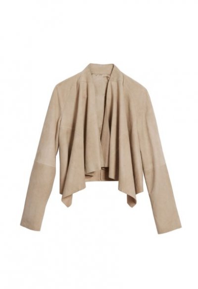 Collection été 2011 veste en peau retournée daim nude plissée H&M femme