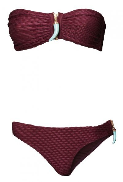 Collection été H&M maillot de bain bandeau bordeaux avec grigri bleu