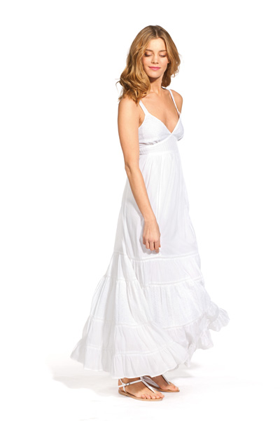Kookaï collection été 2011 robe longue blanche bretelles et decolleté V