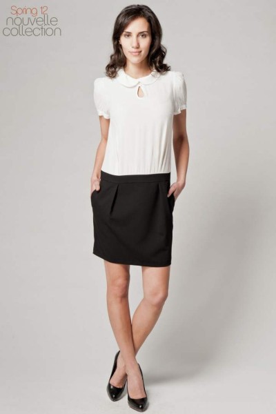 Robe Kookaï 2 en 1 col claudine et mini jupe noire Collection printemps-été 2012