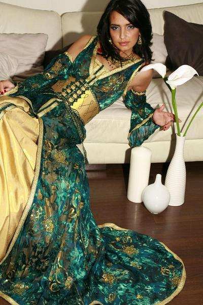 Caftan étincelant bleu vert