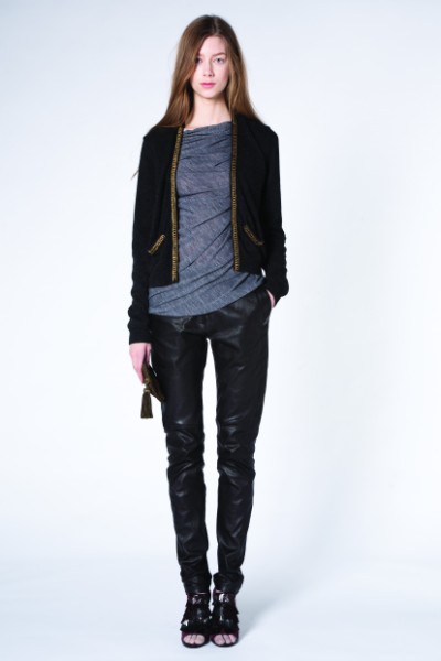 Cardigan en cachemire et pantalon slim en agneau stretch noir Vanessa Bruno