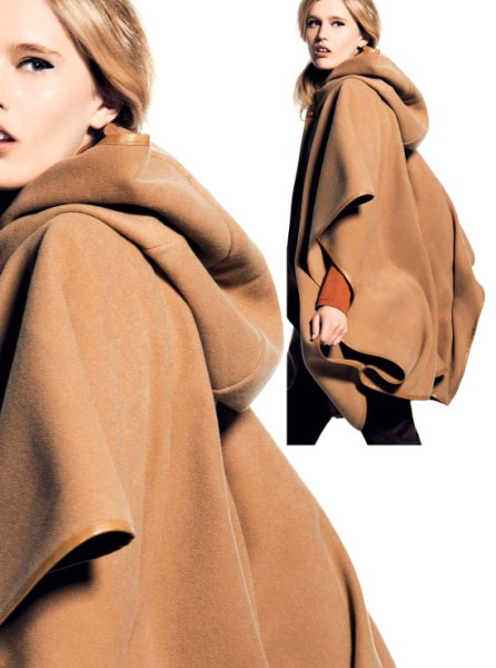 Manteau camel à capuche oversized collection Etam automne hiver 2010 2011