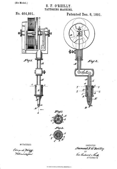 La première machine électrique à tatouer