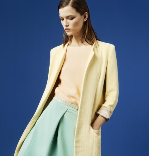 Blazer long jaune sans col Zara collection Printemps-Éte 2012