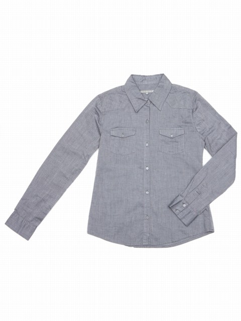 Berenice collection été 2011 chemise manches longues gris chine avec poches plaquées