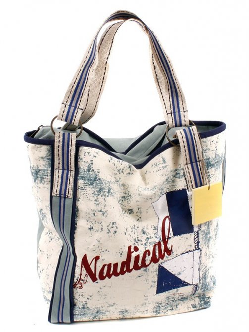 Sac de plage Nautical couleur bleu et écru 
