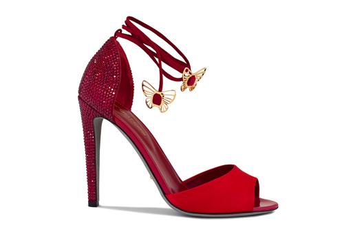 Sandales Sergio Rossi rouges a strass et papillon edition limitée pour Cannes 2011