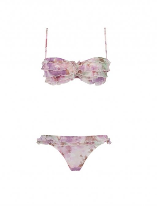 Etam collection été 2011 soutien gorge bandeau et culotte volantée imprimé fleur Cherry Blossom Girl