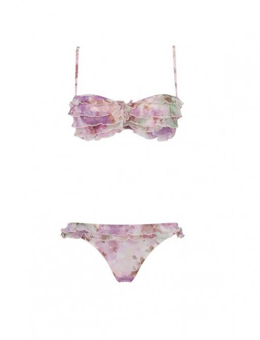 Etam collection été 2011 soutien gorge bandeau et culotte volantée imprimé fleur Cherry Blossom Girl