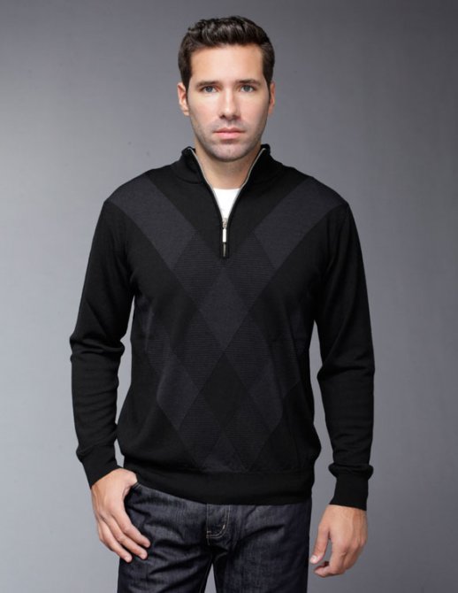 Pull Navigare homme noir motifs losanges, collection automne hiver 2010 2011